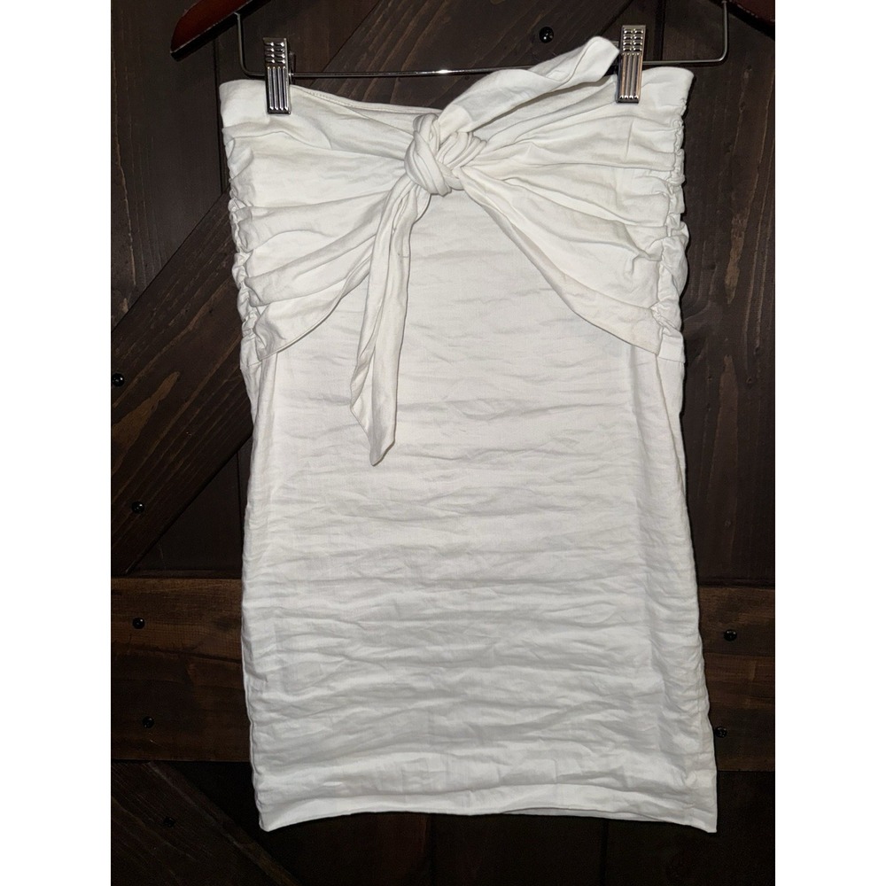 Nicole Miller Artelier Women's Sz 6 White Cotton Tie‎ Front Skirt
